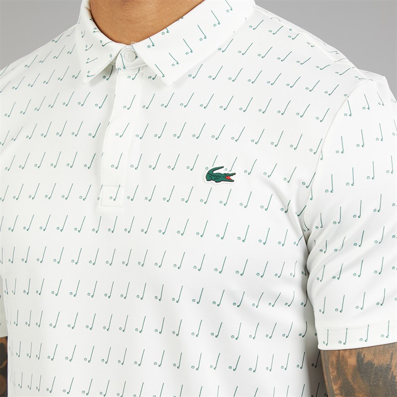 Lacoste Mens Regular Fit Polo Shirt White/Green