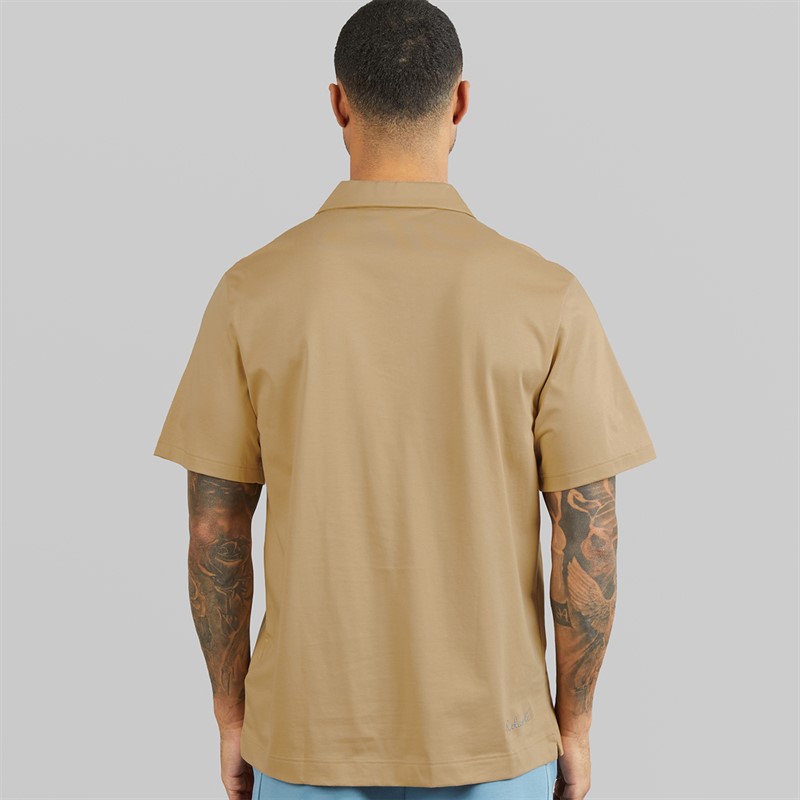 Lacoste Mens Classic Fit Open Neck Polo Shirt Beige