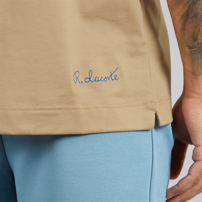 Lacoste Mens Classic Fit Open Neck Polo Shirt Beige