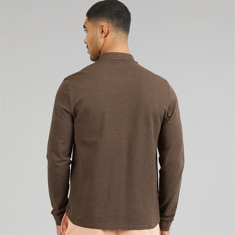 Lacoste Mens Classic Fit Long Sleeve Polo Shirt Heathered Brown