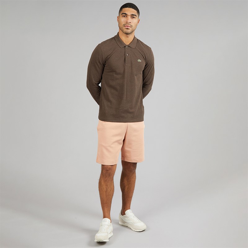 Lacoste Mens Classic Fit Long Sleeve Polo Shirt Heathered Brown