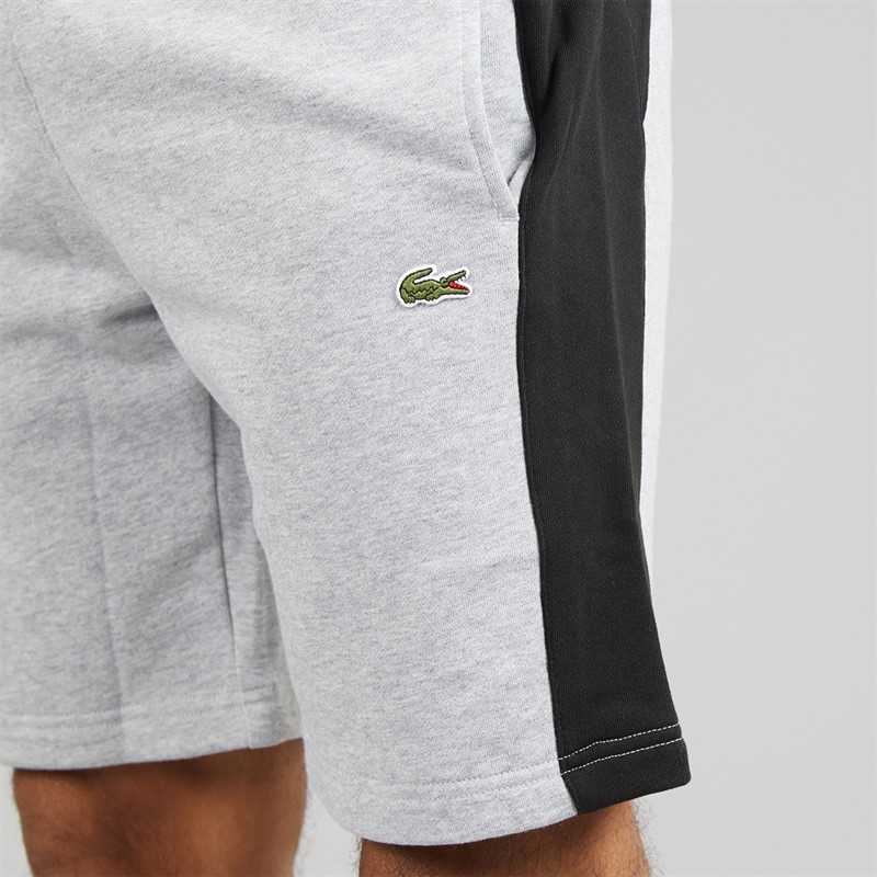 Lacoste Mens Cotton Fleece Colour Block Shorts Grey Chine/Black