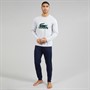 Lacoste Mens Velvet Logo Long Pyjama Set Blue/Grey/Green