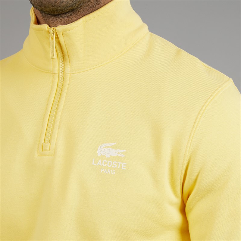 Lacoste Mens 1/4 Zip Print Sweatshirt Pastel Yellow