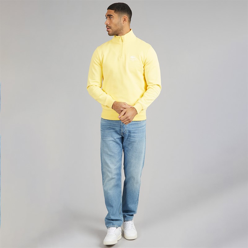 Lacoste Mens 1/4 Zip Print Sweatshirt Pastel Yellow