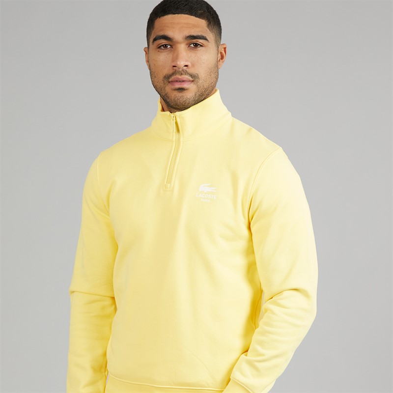 Lacoste Mens 1/4 Zip Print Sweatshirt Pastel Yellow