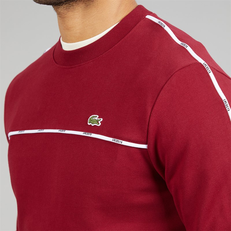 Lacoste Mens Logo Trim Sweatshirt Bordeaux