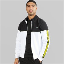 Lacoste Mens Zipped Colour Block Sweatshirt White/Black