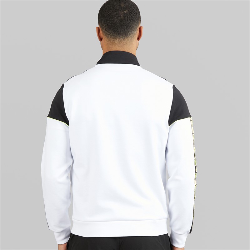 Lacoste Mens Zipped Colour Block Sweatshirt White/Black