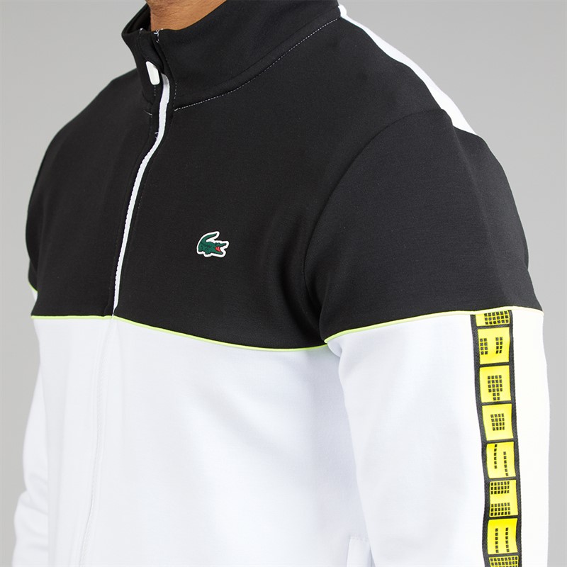 Lacoste Mens Zipped Colour Block Sweatshirt White/Black
