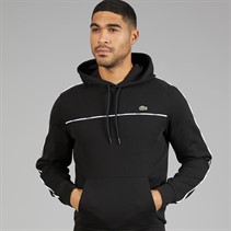 Lacoste Mens Classic Fit Logo Stripe Hoodie Black