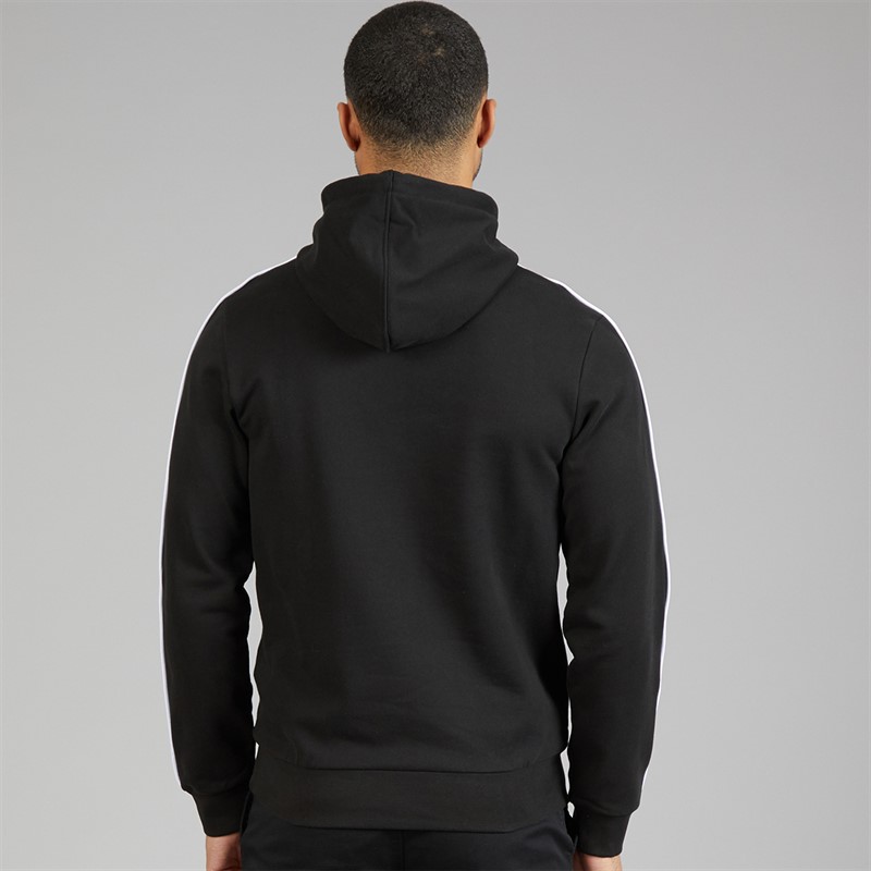 Lacoste Mens Classic Fit Logo Stripe Hoodie Black