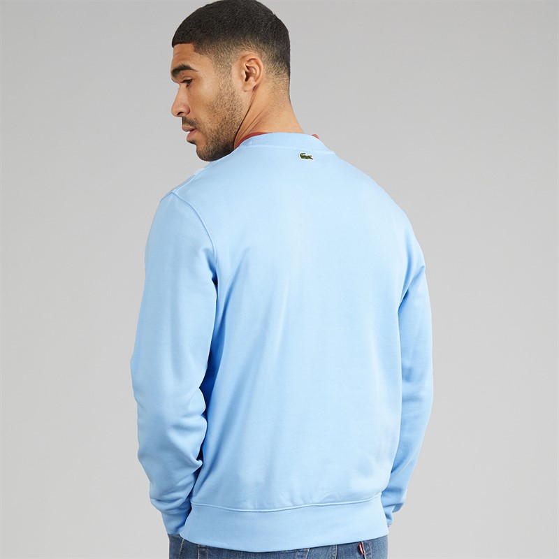 Lacoste Mens Printed Fleece Sweatshirt Pale Blue