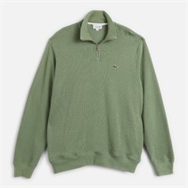 Lacoste Mens Plus Size 1/4 Zip High Neck Interlock Jumper Sage Green