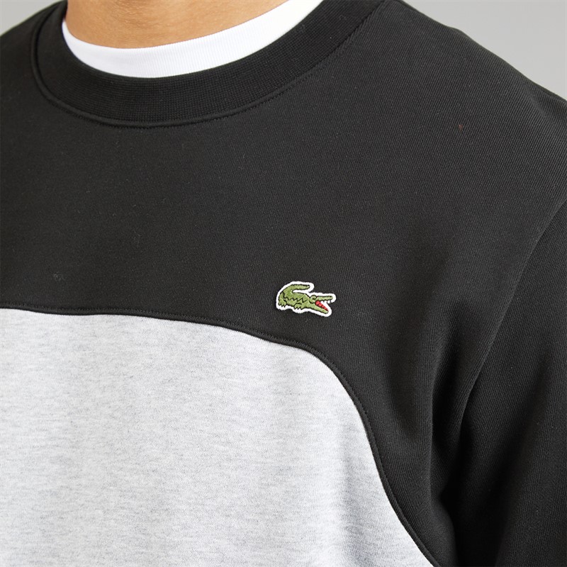 Lacoste Mens Classic Fit Colour Block Sweatshirt Grey Chine/Black