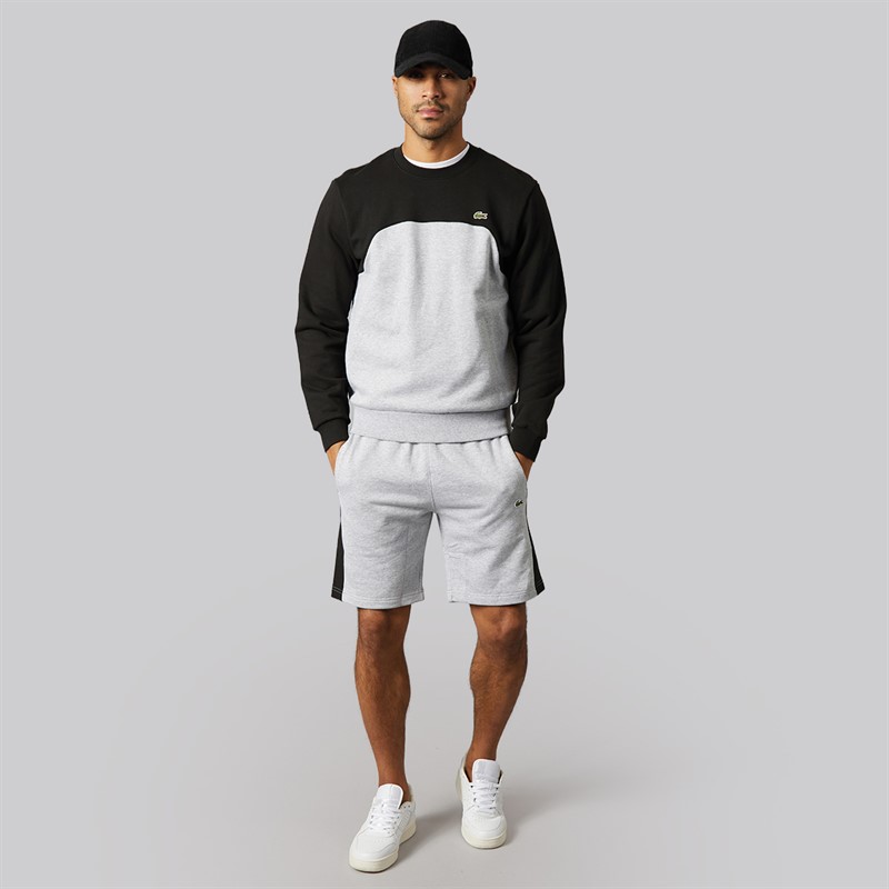 Lacoste Mens Classic Fit Colour Block Sweatshirt Grey Chine/Black