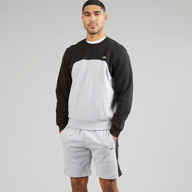 Lacoste Mens Classic Fit Colour Block Sweatshirt Grey Chine/Black