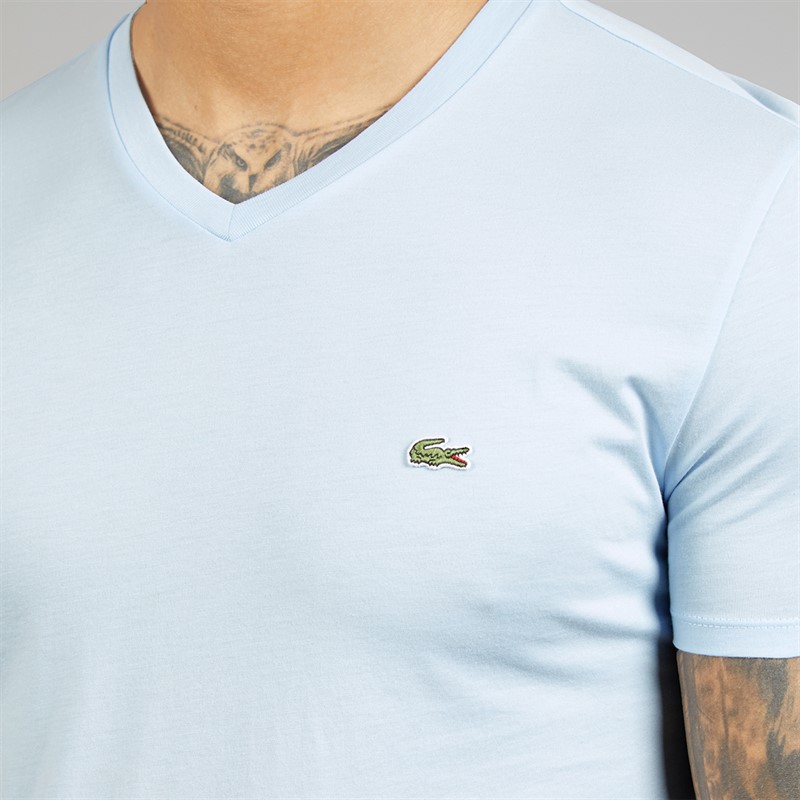 Lacoste Mens Lightweight V-Neck T-Shirt Light Blue