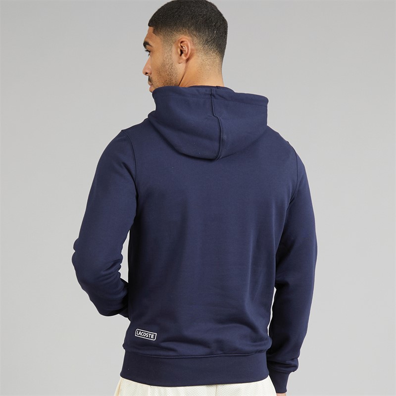Lacoste Mens Print Hoodie Midnight Blue