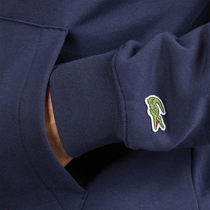 Lacoste Mens Print Hoodie Midnight Blue