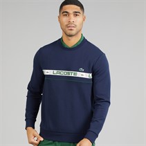 Lacoste Mens Branded Stripe Sweatshirt Midnight Blue