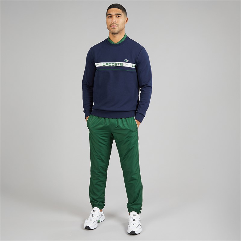 Lacoste Mens Branded Stripe Sweatshirt Midnight Blue