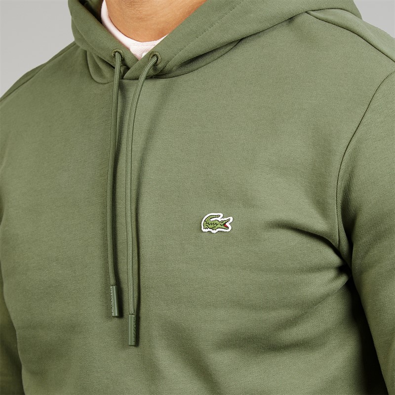 Lacoste Mens Fleece Hoodie Khaki Green