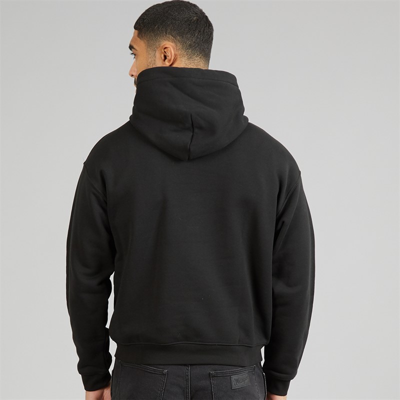 Lacoste Mens Printed Fleece Hoodie Black