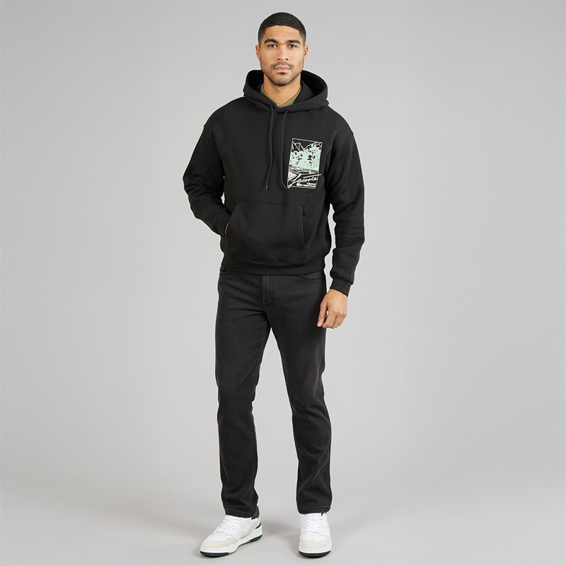 Lacoste Mens Printed Fleece Hoodie Black