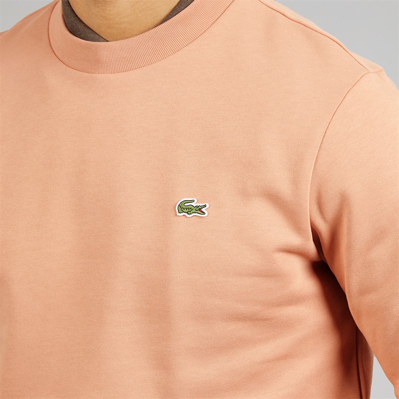 Lacoste Mens Fleece Crew Neck Sweatshirt Pinkish Beige