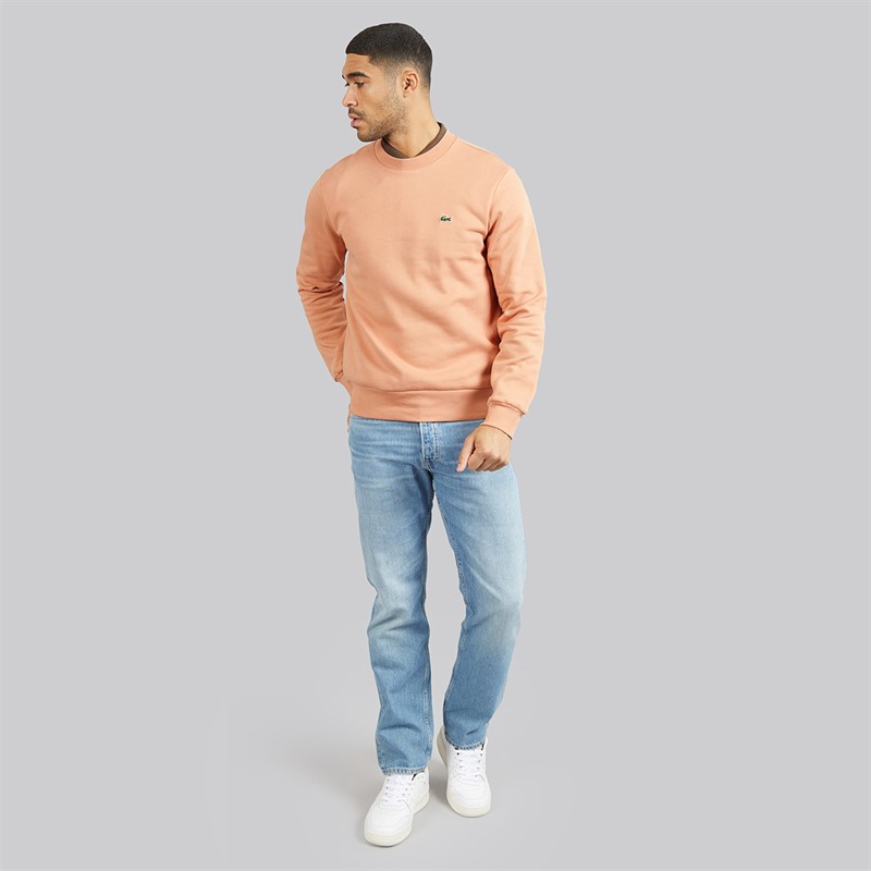 Lacoste Mens Fleece Crew Neck Sweatshirt Pinkish Beige