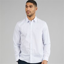 Lacoste Mens Regular Fit Striped Poplin Shirt White/Blue/Navy Blue