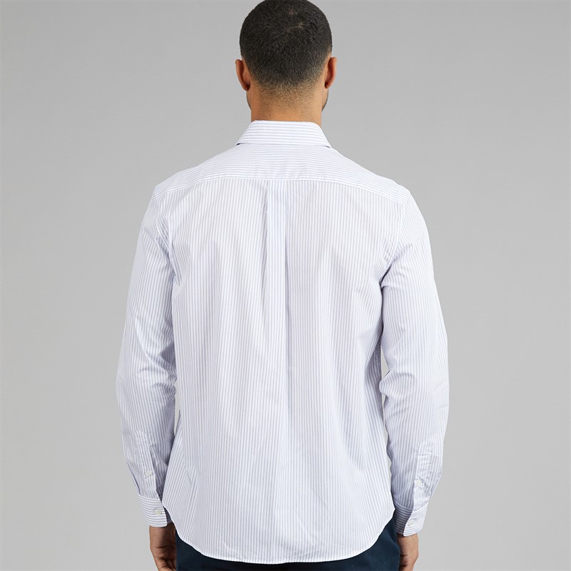 Lacoste Mens Regular Fit Striped Poplin Shirt White/Blue/Navy Blue