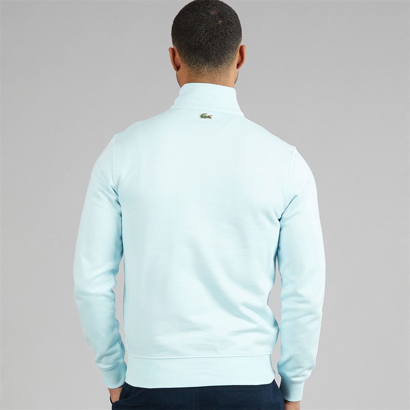 Lacoste Mens High Neck Zip Through Print Sweatshirt Light Blue