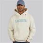 Lacoste Mens Loose Fit Embroidered Hoodie Ecru White
