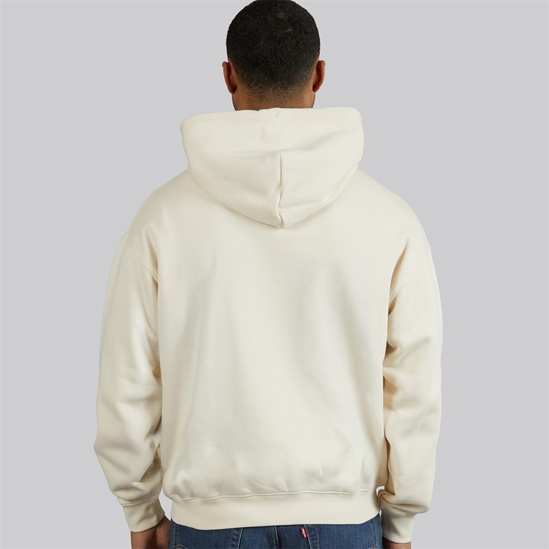 Lacoste Mens Loose Fit Embroidered Hoodie Ecru White