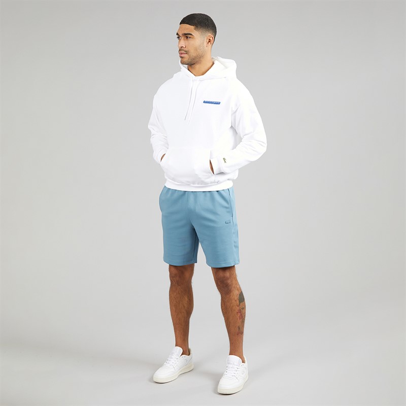 Lacoste Mens Printed Fleece Hoodie White