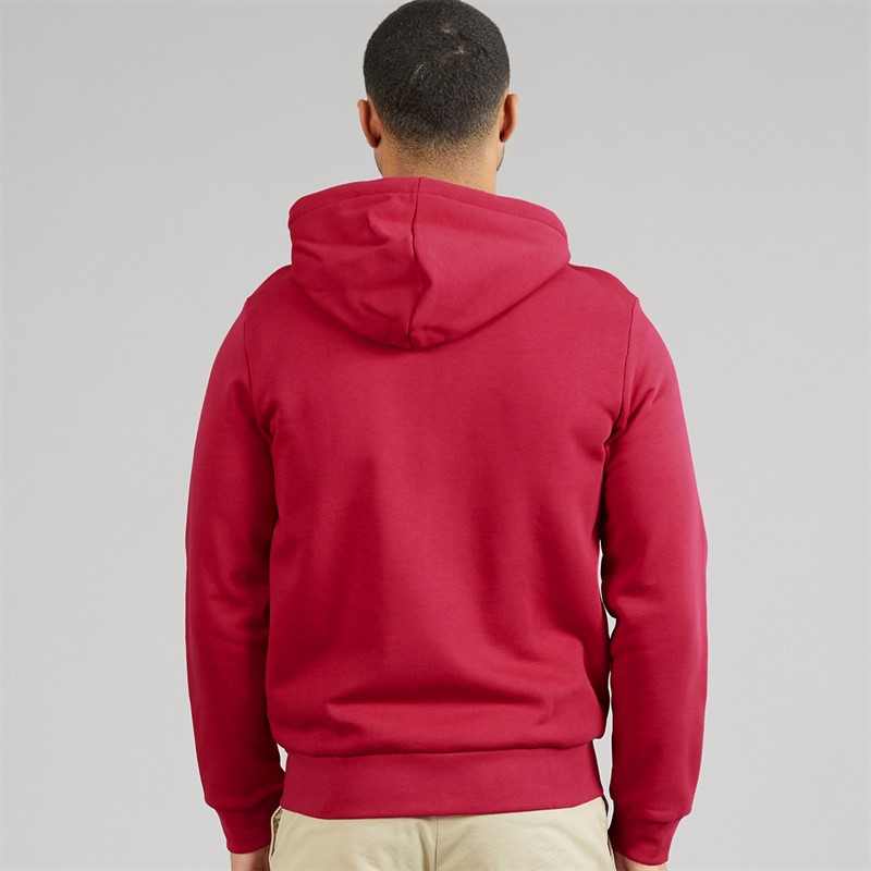 Lacoste Mens Zip Through Fleece Hoodie Raspberry Pink
