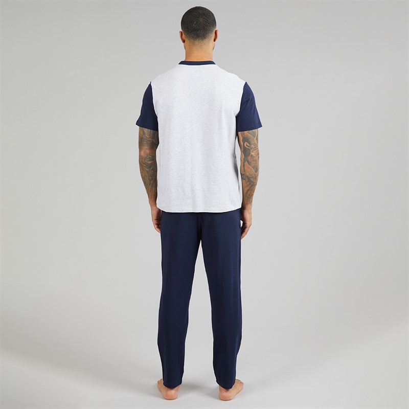 Lacoste Mens Colour Block Pyjama Set Navy/Grey