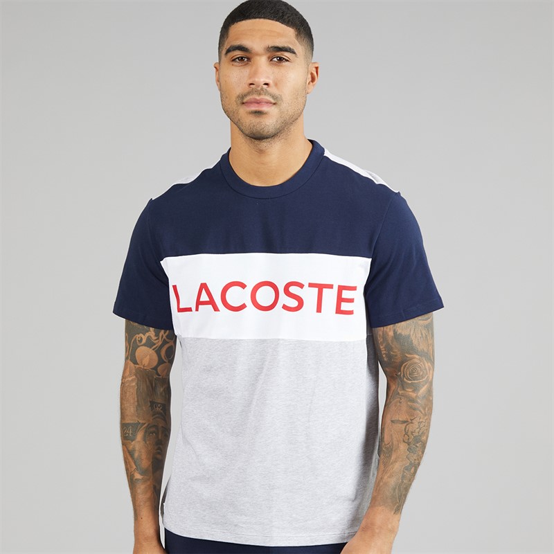 Lacoste Mens Colour Block Pyjama Set Navy/Grey