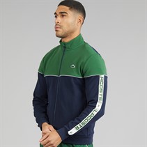 Lacoste Mens Zipped Colour Block Sweatshirt Navy Blue/Green