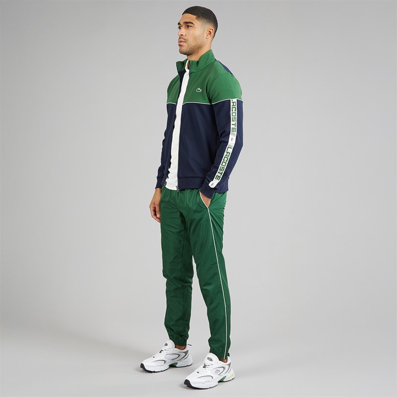 Lacoste Mens Zipped Colour Block Sweatshirt Navy Blue/Green