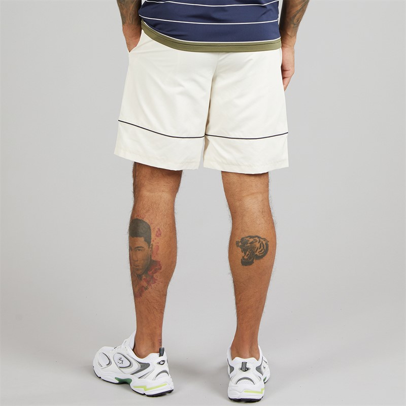 Lacoste Mens Taffeta Shorts White/Navy Blue