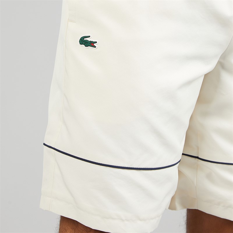 Lacoste Mens Taffeta Shorts White/Navy Blue
