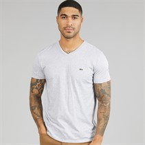 Lacoste Mens Lightweight V-neck T-Shirt Light Heathered Grey