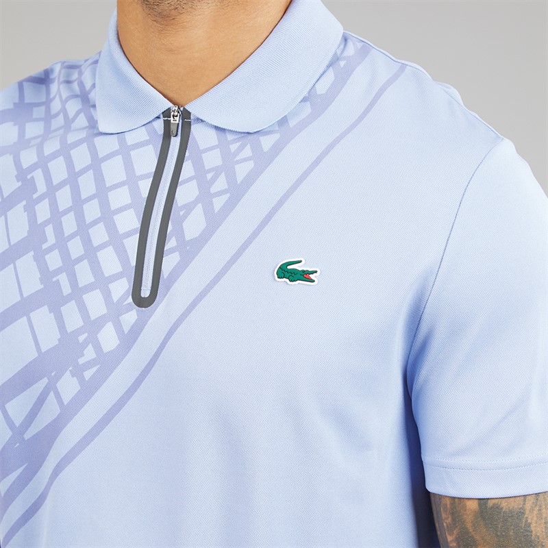 Lacoste Mens Printed Slim Fit Polo Shirt Lavender Blue