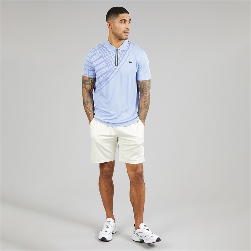 Lacoste Mens Printed Slim Fit Polo Shirt Lavender Blue