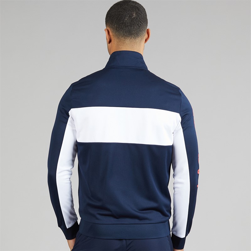 Lacoste Mens Zip Through Sweatshirt Blue/White