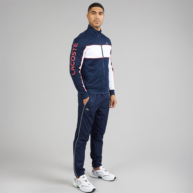 Lacoste Mens Zip Through Sweatshirt Blue/White