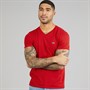 Lacoste Mens Lightweight V-Neck T-Shirt Rouge